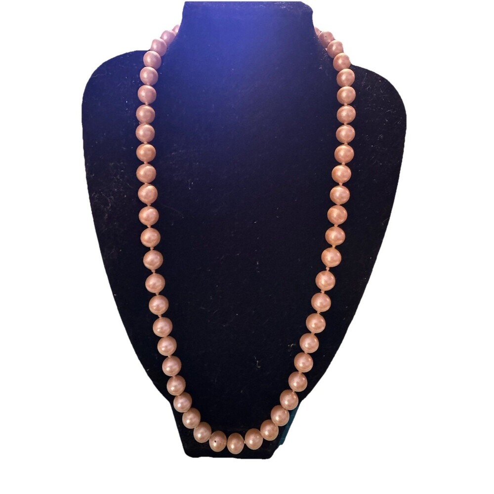 Vtg Monet Signed Glass Faux Pearls Hand Knotted Strand 20” Necklace